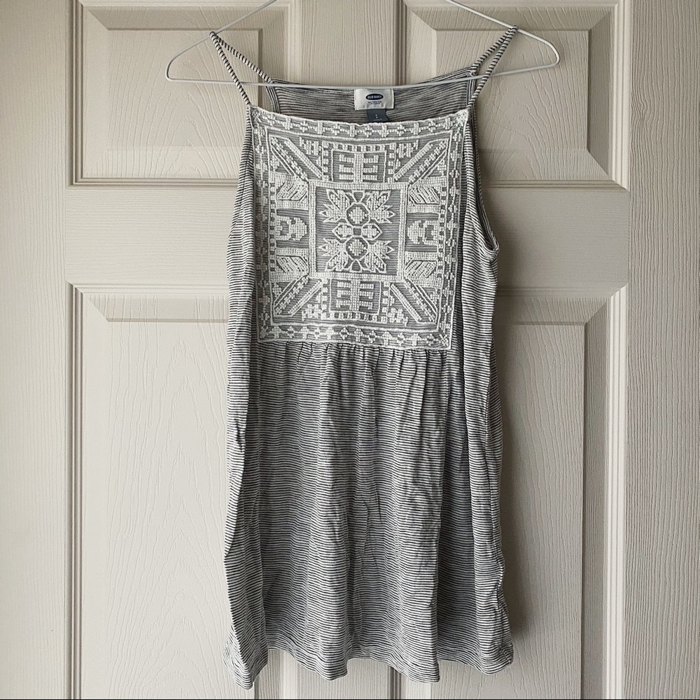 Old Navy Striped Embroidered Tank Top
